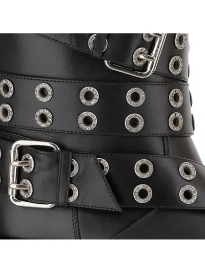 Mach&mach Vintage Leather Combat Ankle Boots With Buckles In Black