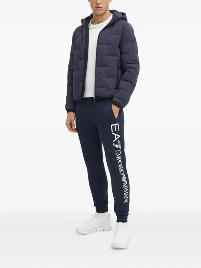 Ea7 Logo-patch Quilted Jacket In Blue