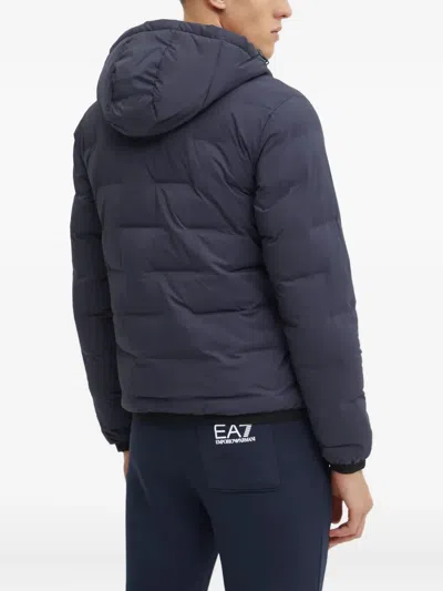 Ea7 Logo-patch Quilted Jacket In Blue