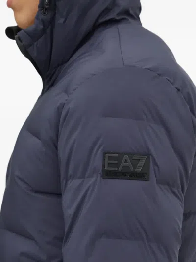 Ea7 Logo-patch Quilted Jacket In Blue