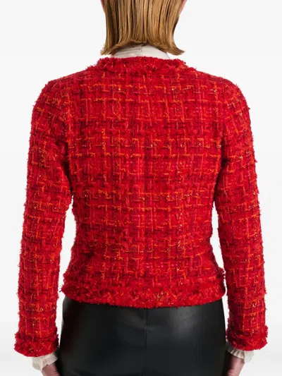 V领流苏边粗花呢夹克