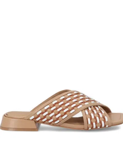 Bruno Premi Woven Crossover Sandals In Brown