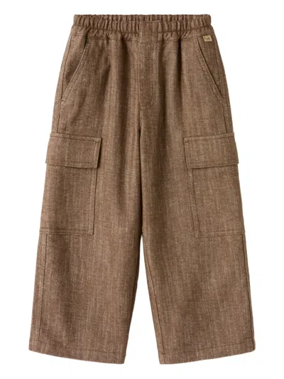 Il Gufo Elasticated Cargo Trousers In Brown