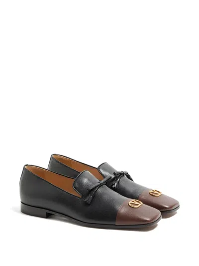 Valentino Babouchoes V-logo Tassel Loafers In Black