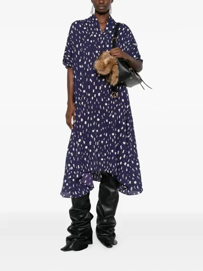 Balenciaga Polka Dot-pattern Dress In Blue