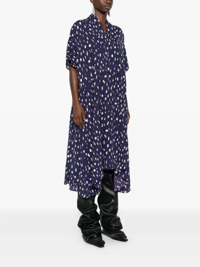 Balenciaga Polka Dot-pattern Dress In Blue