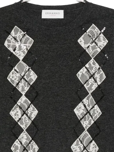 Ermanno Firenze Sequin-embellished Sweater In Gray