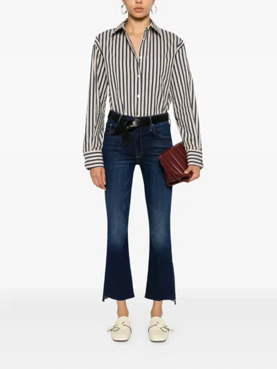 Mother Insider Frayed Bootcut Jeans In Blue