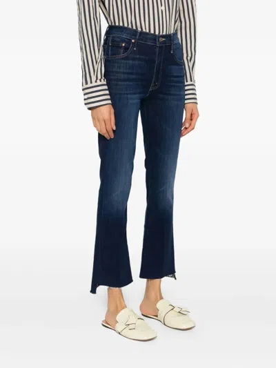Mother Insider Frayed Bootcut Jeans In Blue