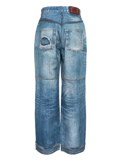 拼接设计牛仔裤