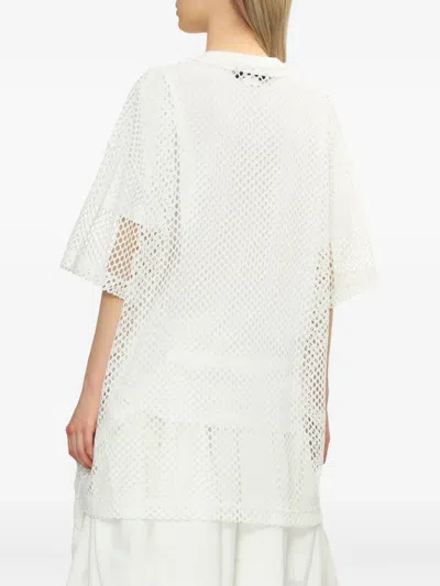 Black Comme Des Garçons Mesh-panel T-shirt In White