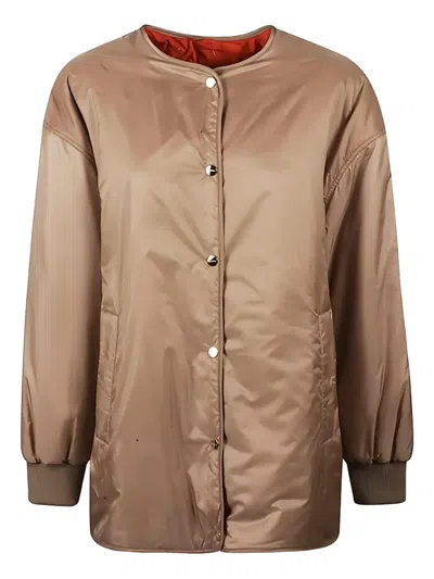 Max Mara Button Reversible Jacket In Green