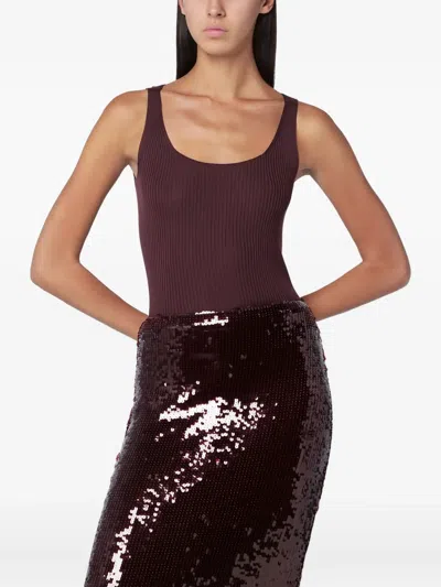 Roberto Collina Eggplant-coloured Wool Tank Top In Brown