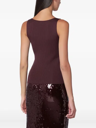 Roberto Collina Eggplant-coloured Wool Tank Top In Brown