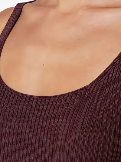 Roberto Collina Eggplant-coloured Wool Tank Top In Brown
