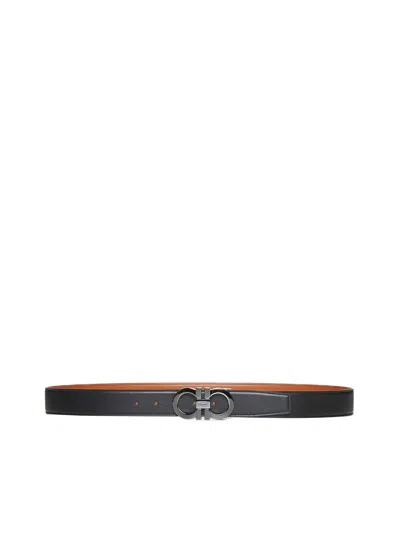 Ferragamo Reversible Leather Belt In Black