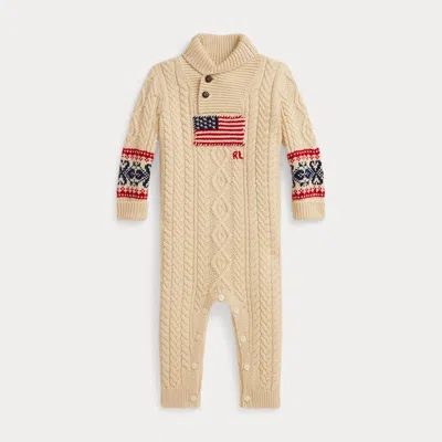 Ralph Lauren Flag Cable-knit Cotton-wool Coverall In Multi