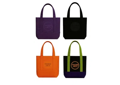 Pre-owned Trader Joe's Mini Canvas Tote Bag (set Of 4) In Halloween