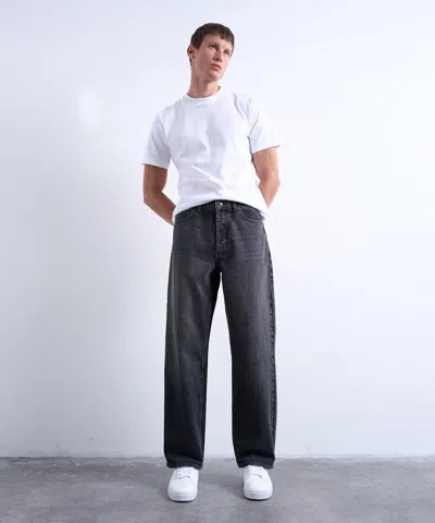 Topman Mens Black Rigid Baggy Jeans In Gray