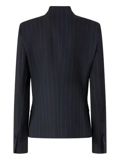 Pinko Tailored Pinstripe Blazer With Structured Shoulders In Black