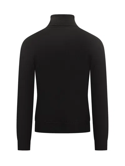 Malo Black Cashmere Long-sleeved Turtleneck Sweater In Black