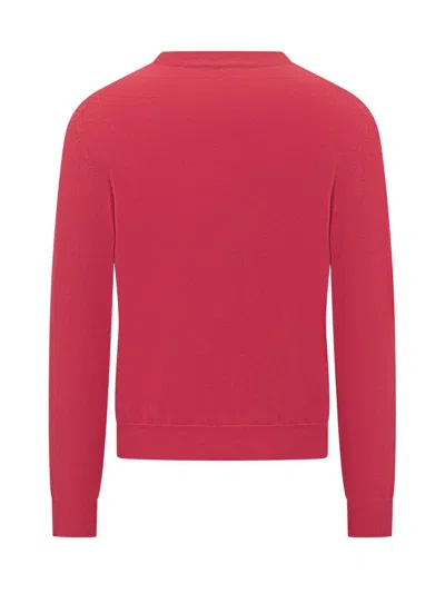 Malo Thin Wool Round Neck Long Sleeve Sweater In Pink