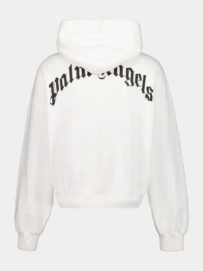 Palm Angels Oversized Hoodie With Drawstring Hood And Logo Accents In White