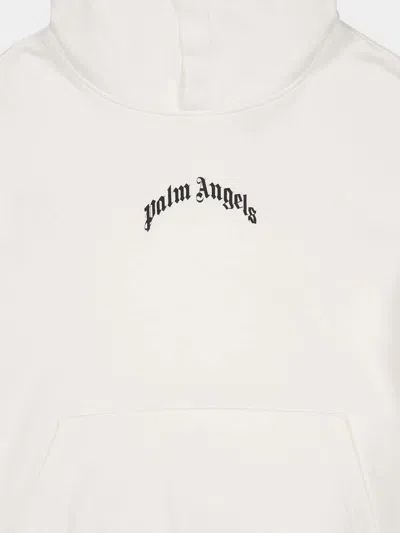 Palm Angels Oversized Hoodie With Drawstring Hood And Logo Accents In White