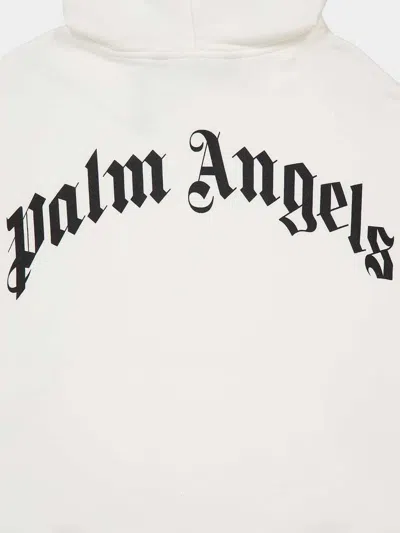 Palm Angels Oversized Hoodie With Drawstring Hood And Logo Accents In White