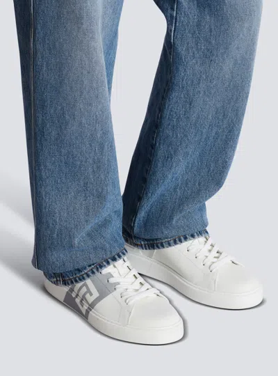 Balmain Low-top Court Sneakers In Smooth Leather In White