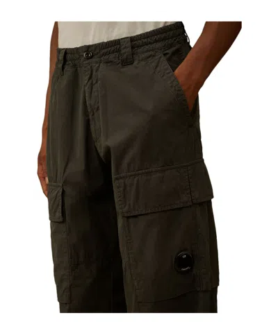 C.p. Company Relaxed Fit Grey Cargo Pants With Flap Pockets In Green