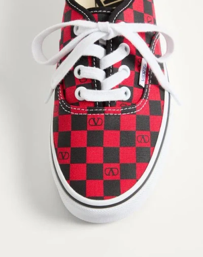 Valentino Garavani And Vans Low-top Trainer In Fabric With Vlogo Checkerboard Print In White