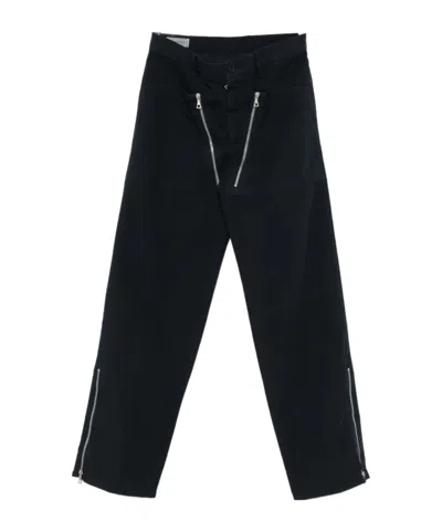 Dries Van Noten Straight Leg Trousers Double Zipper Detail In Black