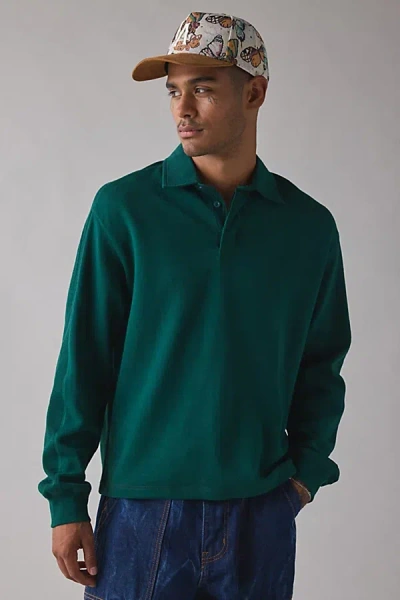 Standard Cloth Hartford Rugby Shirt Top In Dark Green, Men's At Urban Outfitters In Green