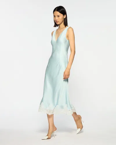 Serena Bute Midi Dress With Lace Hem In Green