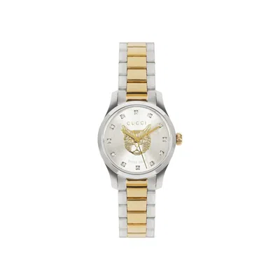 Pre-owned Gucci G-timeless Diamond Watch 'two Tone' | Silver | Women's Size Onesize
