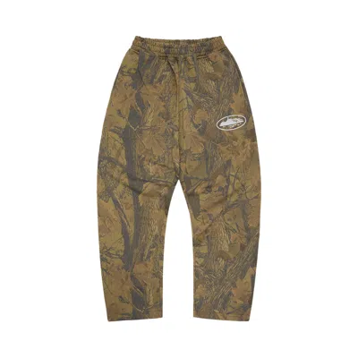 Pre-owned Corteiz Island Puff Print Open Hem Sweatpant 'forest Camo' | Green | Men's Size L