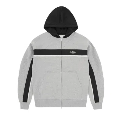 Pre-owned Corteiz Ribbed Sporteiz Zip Hoodie 'heather Grey' | Men's Size L In Gray