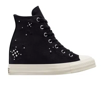 Pre-owned Converse Wmns Chuck Taylor All Star Wedge Platform High 'pearls & Studs - Total Eclipse' | Black | W