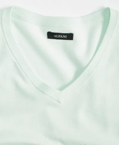 Alfani Men's Solid V-neck Cotton Sweater, Created For Macy's In Blue