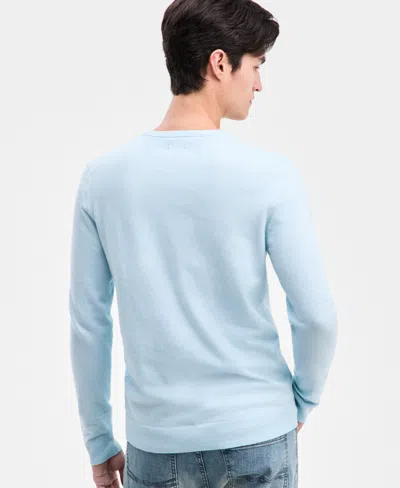 Alfani Men's Solid V-neck Cotton Sweater, Created For Macy's In Blue