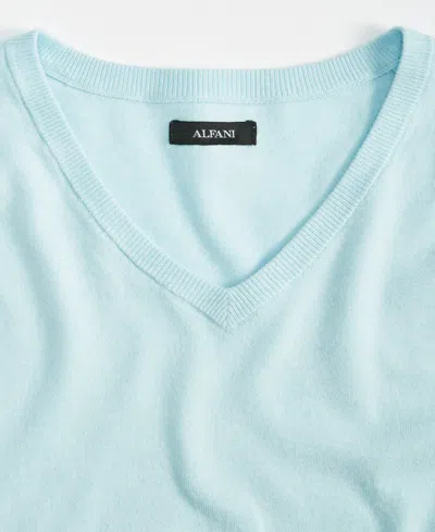 Alfani Men's Solid V-neck Cotton Sweater, Created For Macy's In Blue