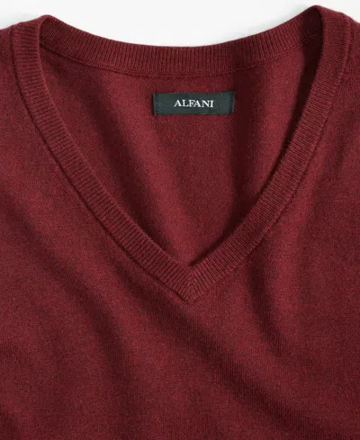 Alfani Men's Solid V-neck Cotton Sweater, Created For Macy's In Burgundy