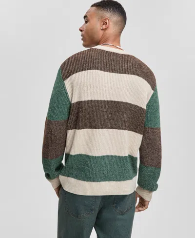 Mode Of One Men's Relaxed-fit Striped Crewneck Sweater, Macy's Exclusive In Green