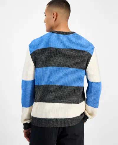 Mode Of One Men's Relaxed-fit Striped Crewneck Sweater, Macy's Exclusive In Blue