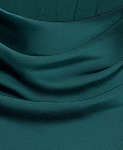 Betsy & Adam Strapless Mixed Mediia Gown In Green