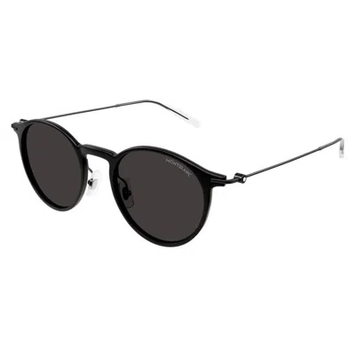 Montblanc Round-frame Sunglasses In Black