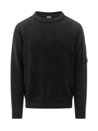 C.p. Company Cp Company Sweatshirts Crew Neck In Diagonal Raised Fleece In Black