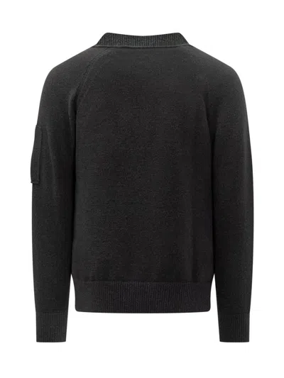 C.p. Company Cp Company Sweatshirts Crew Neck In Diagonal Raised Fleece In Black