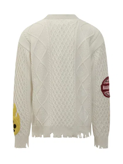 Barrow White Sweater With Embroidered Patches In White